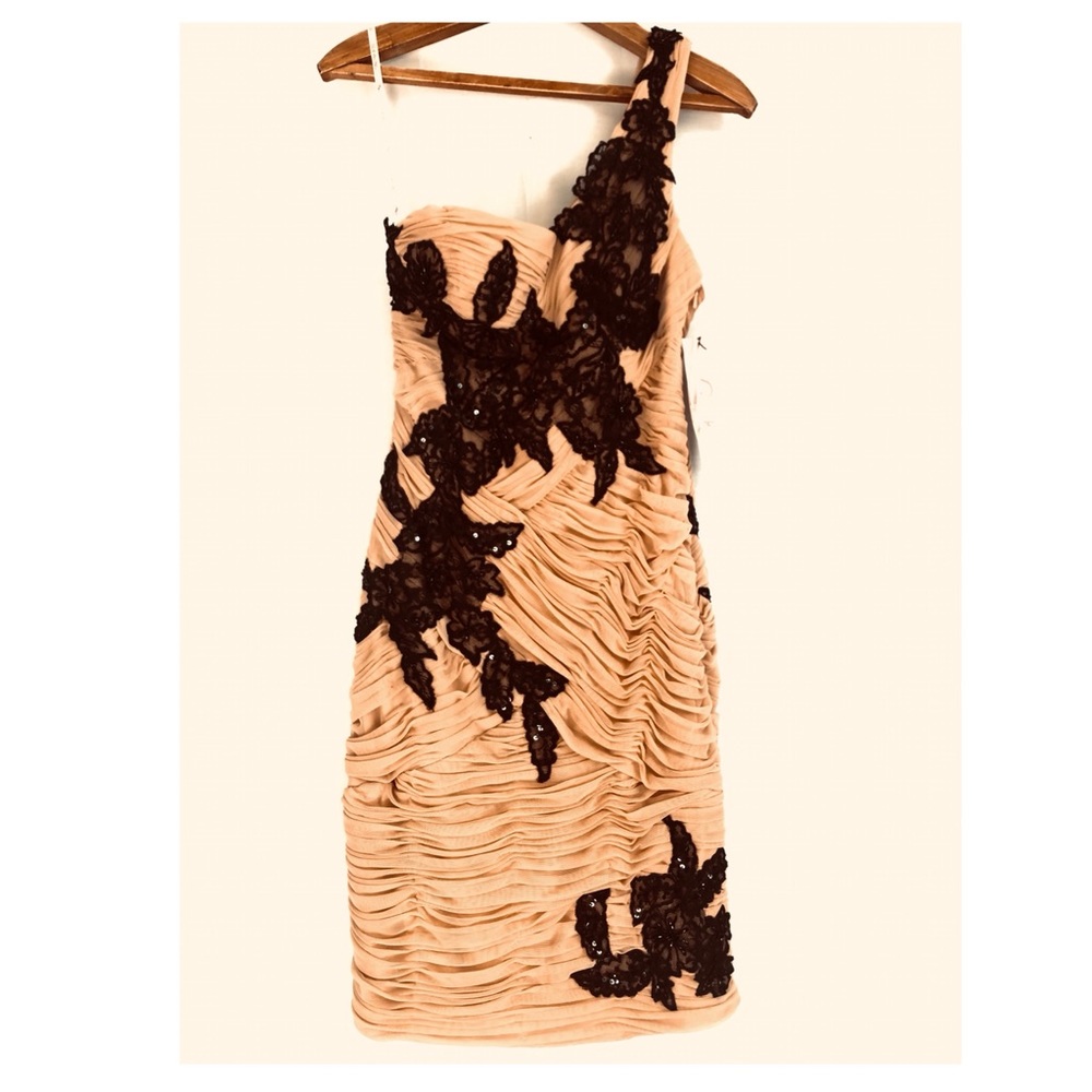 Special occasion/cocktail dress- one shoulder with beautiful lace-sequins